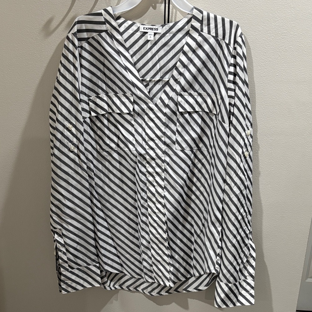 Express Diagonal Striped Button Down Shirt